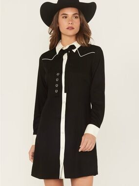 Wrangler Black Dress with White Trim & Tie